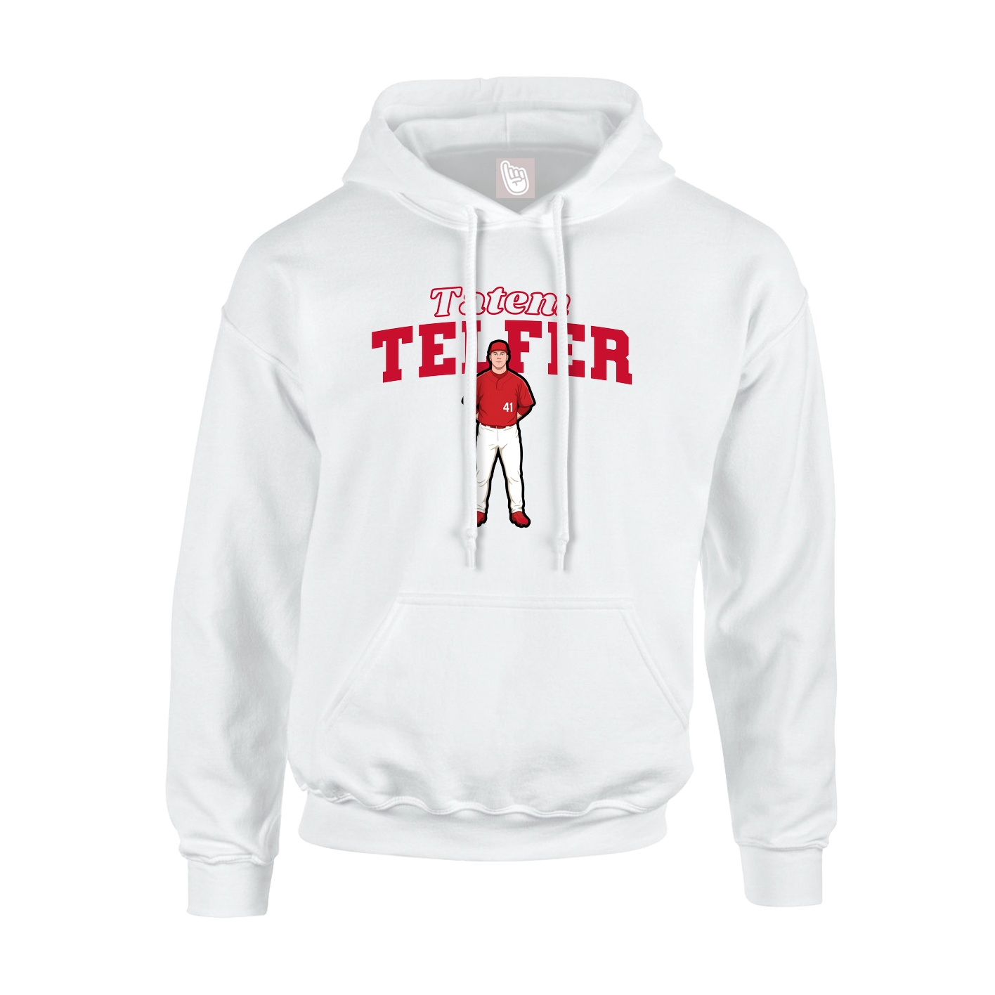 Youth Hoodie — Name Arch in White