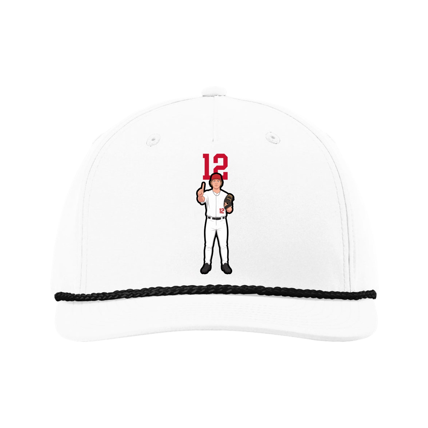 Five-Panel Classic Rope Cap — Number Top in White