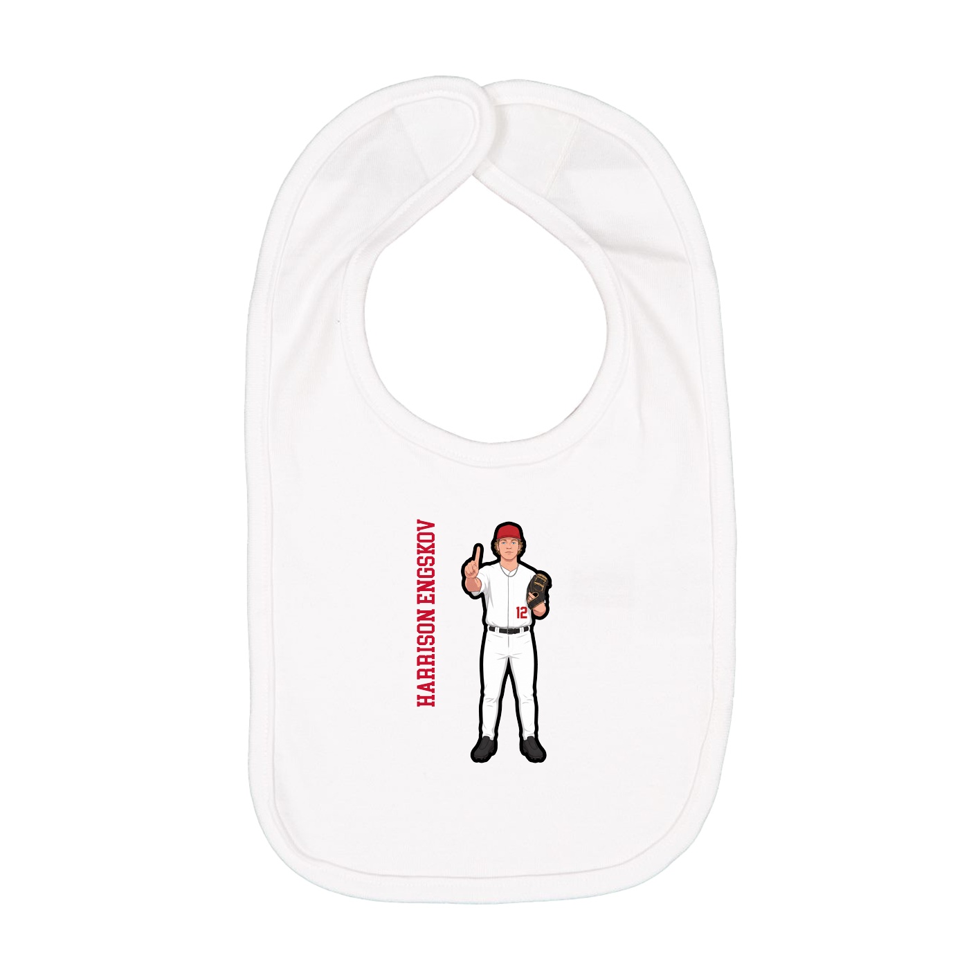 Infant Bib — Name Vertical in White