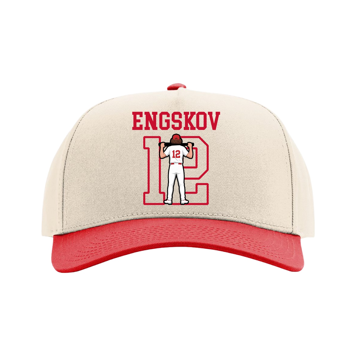 Full Fabric Five-Panel Champ Cap — Shirsey in Cream/Red