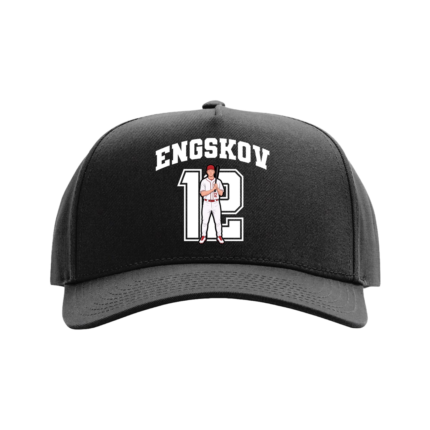 Full Fabric Five-Panel Champ Cap — Number in Black