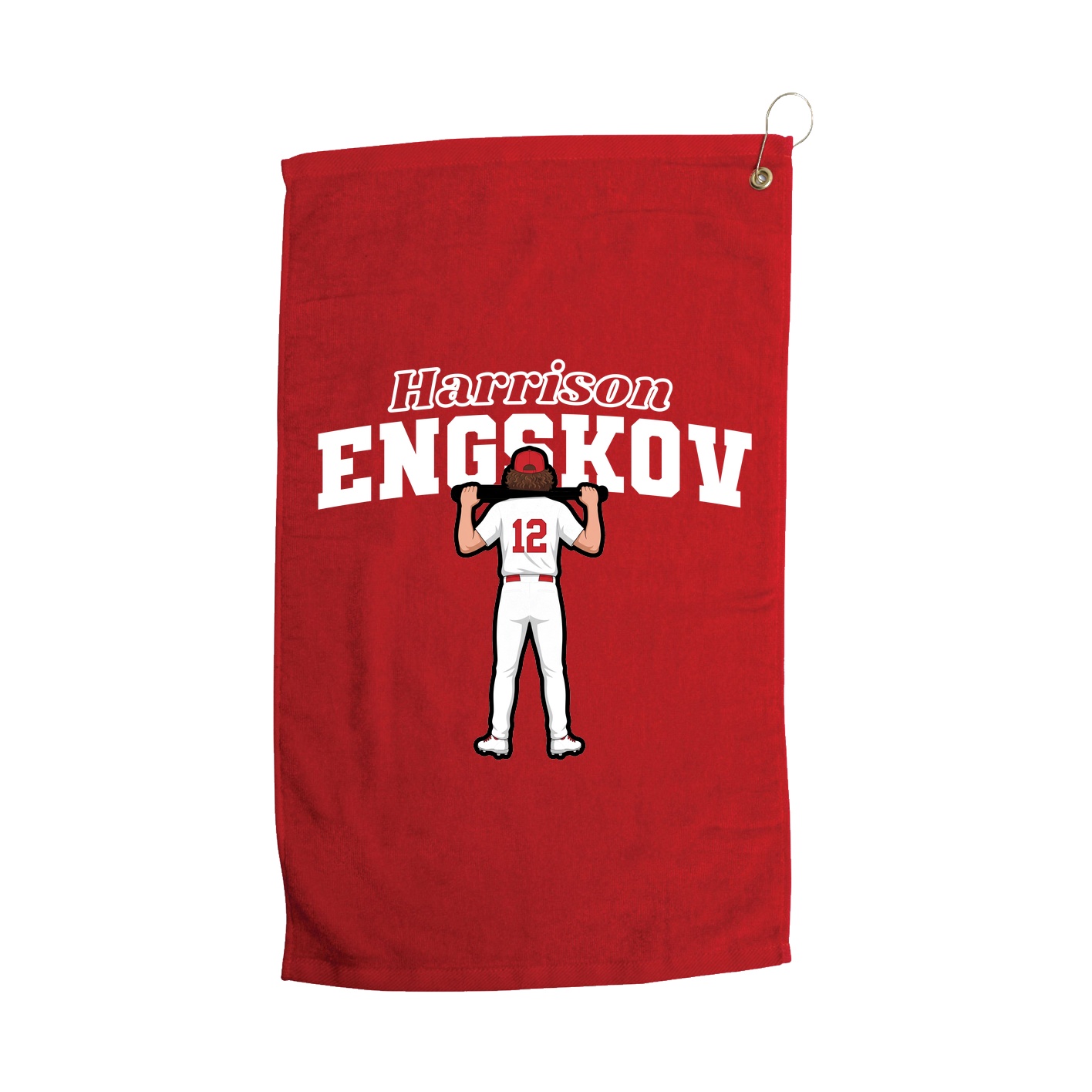 Golf Towel — Name Arch in Red