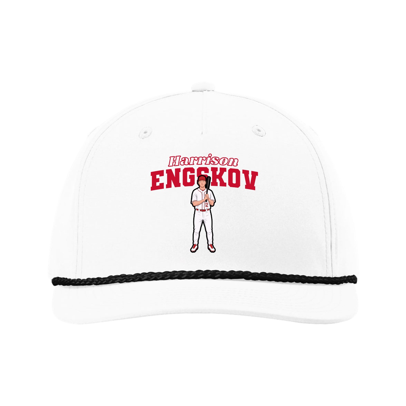 Five-Panel Classic Rope Cap — Name Arch in White