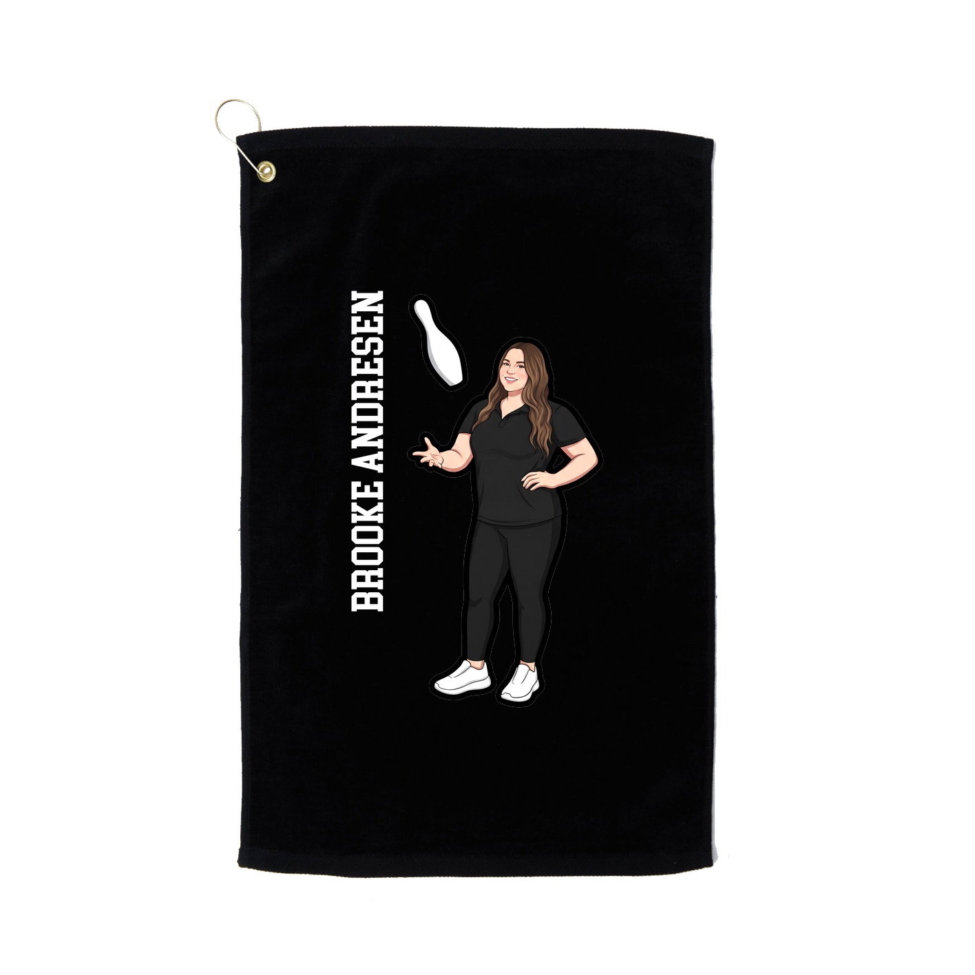 Golf Towel — Name Vertical in Black