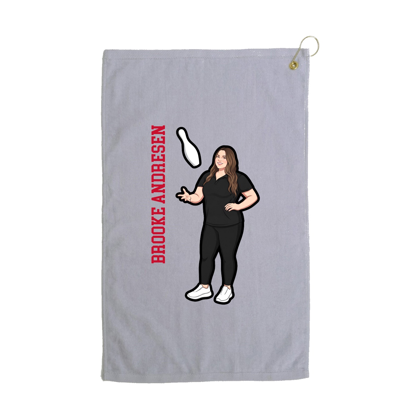 Golf Towel — Name Vertical in Grey