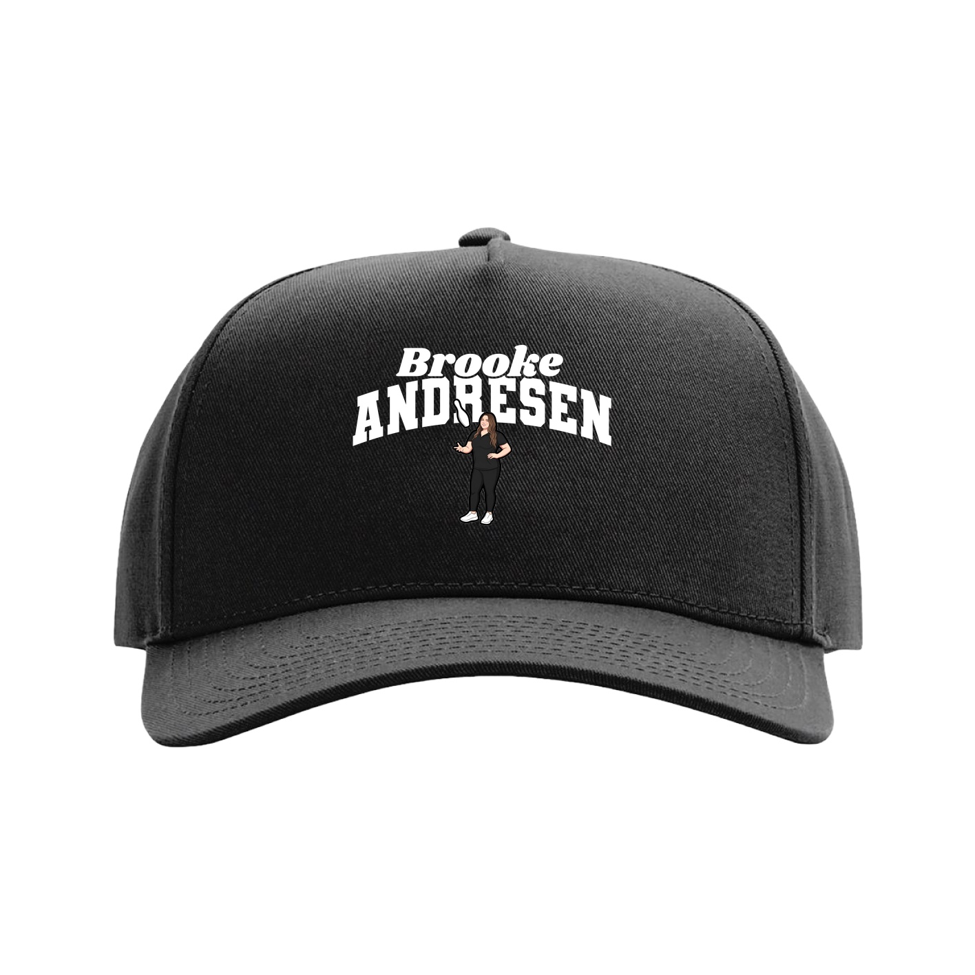Full Fabric Five-Panel Champ Cap — Signature Arch in Black