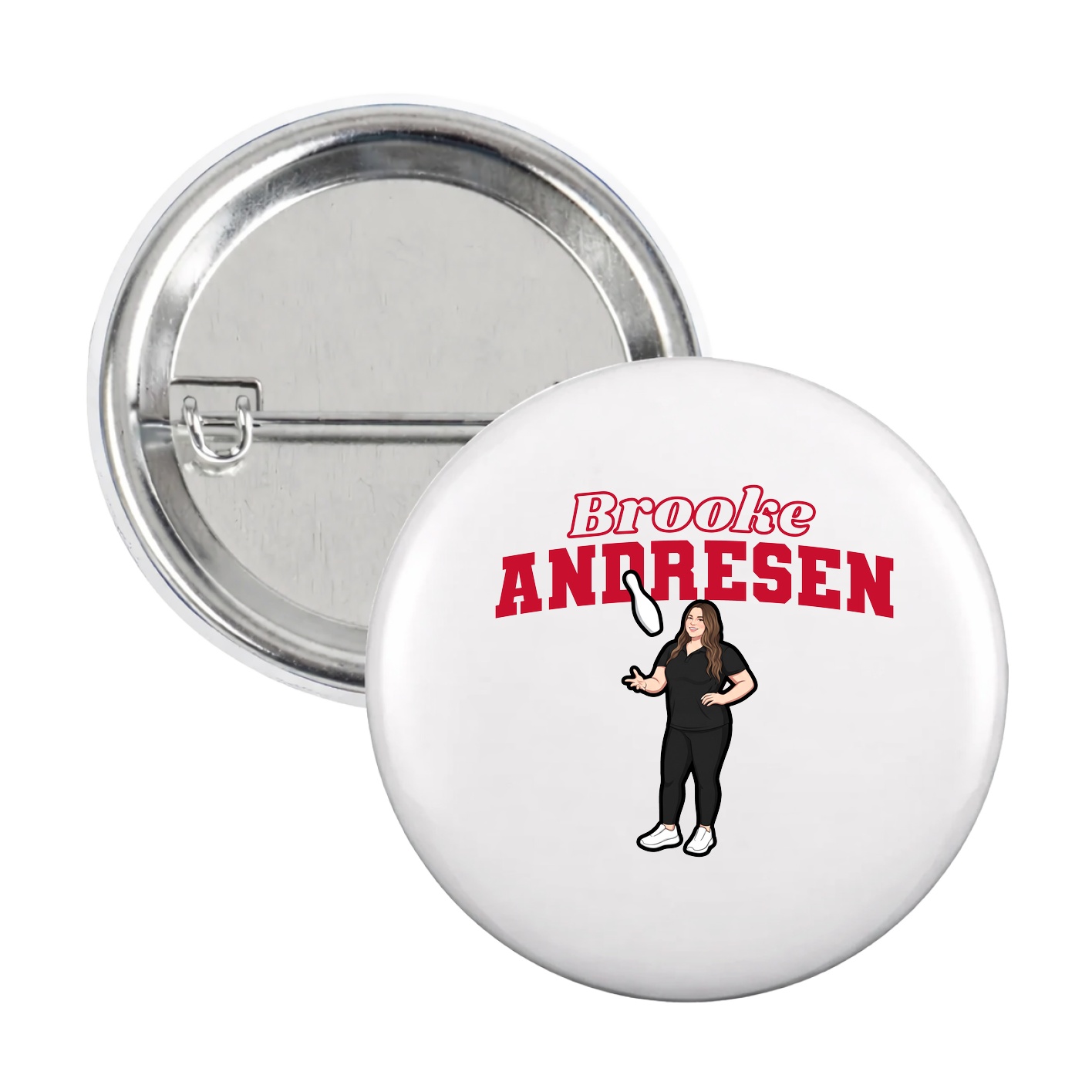 Game Day Button — Name Arch in White