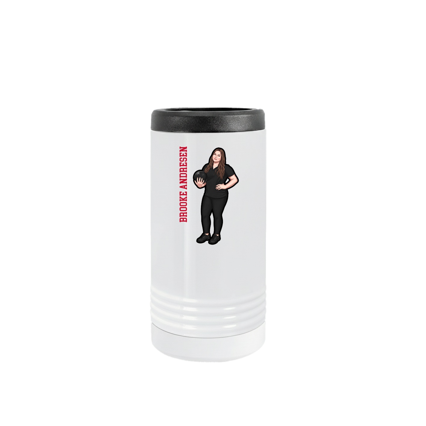 Slim Beverage Holder — Name Vertical in White
