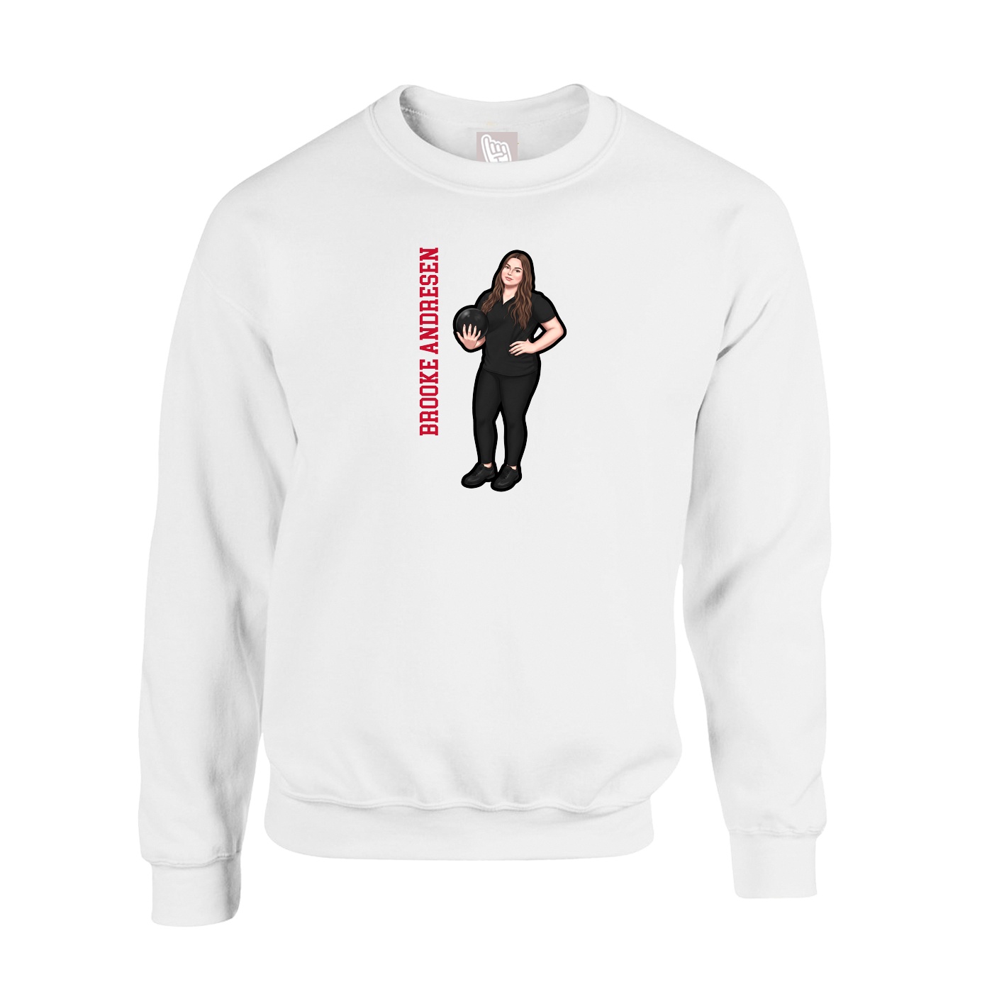 Fleece Crew — Name Vertical in White
