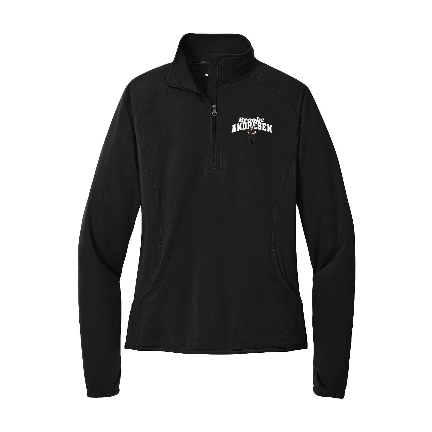 Women's Q-Zip Pullover — Signature Arch in Black