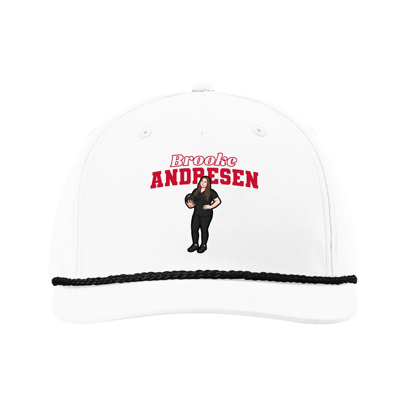 Five-Panel Classic Rope Cap — Name Arch in White
