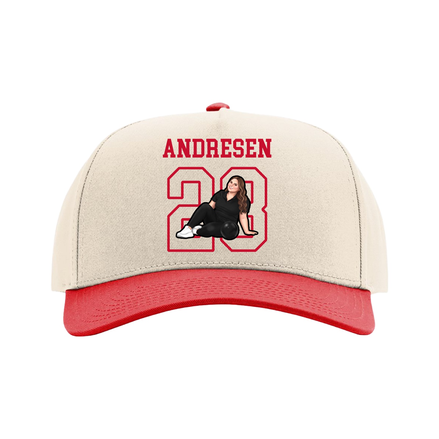 Full Fabric Five-Panel Champ Cap — Shirsey in Cream/Red
