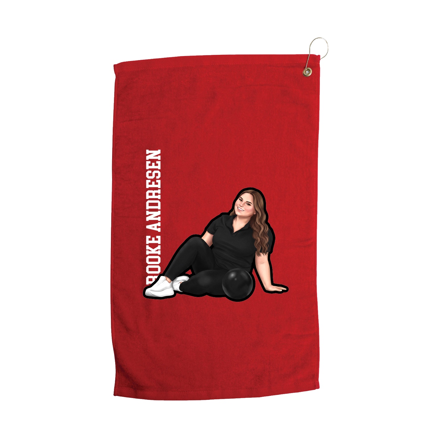 Golf Towel — Name Vertical in Red