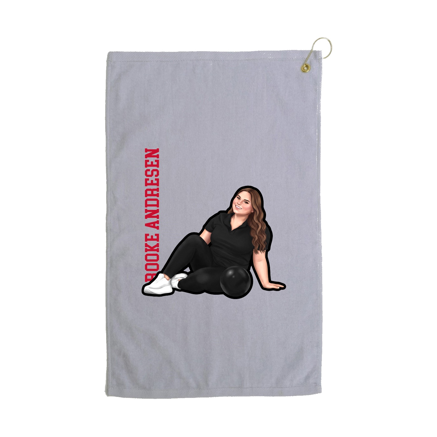 Golf Towel — Name Vertical in Grey