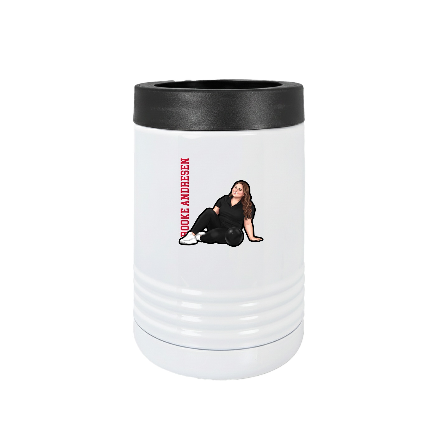 Beverage Holder — Name Vertical in White