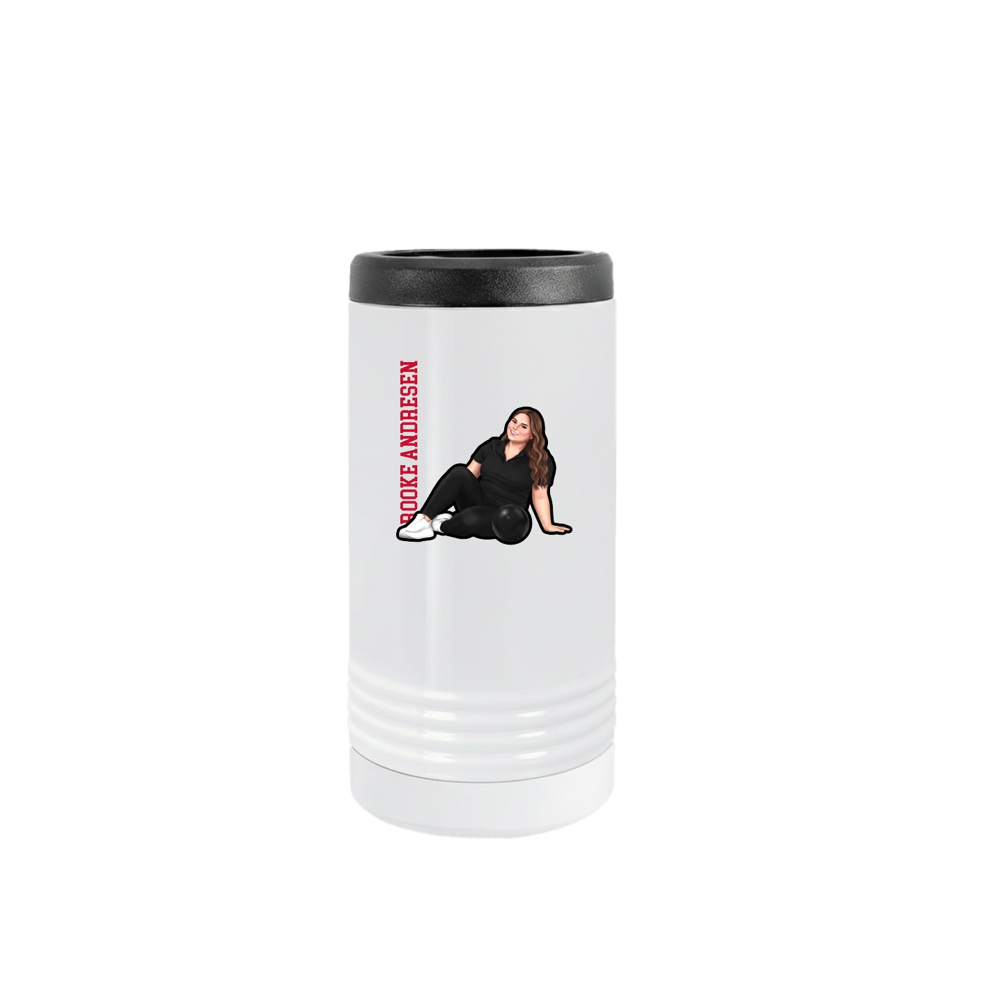 Slim Beverage Holder — Name Vertical in White