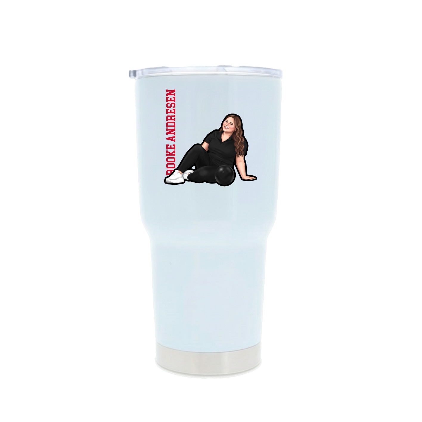 30oz Stainless Steel Tumbler — Name Vertical in White