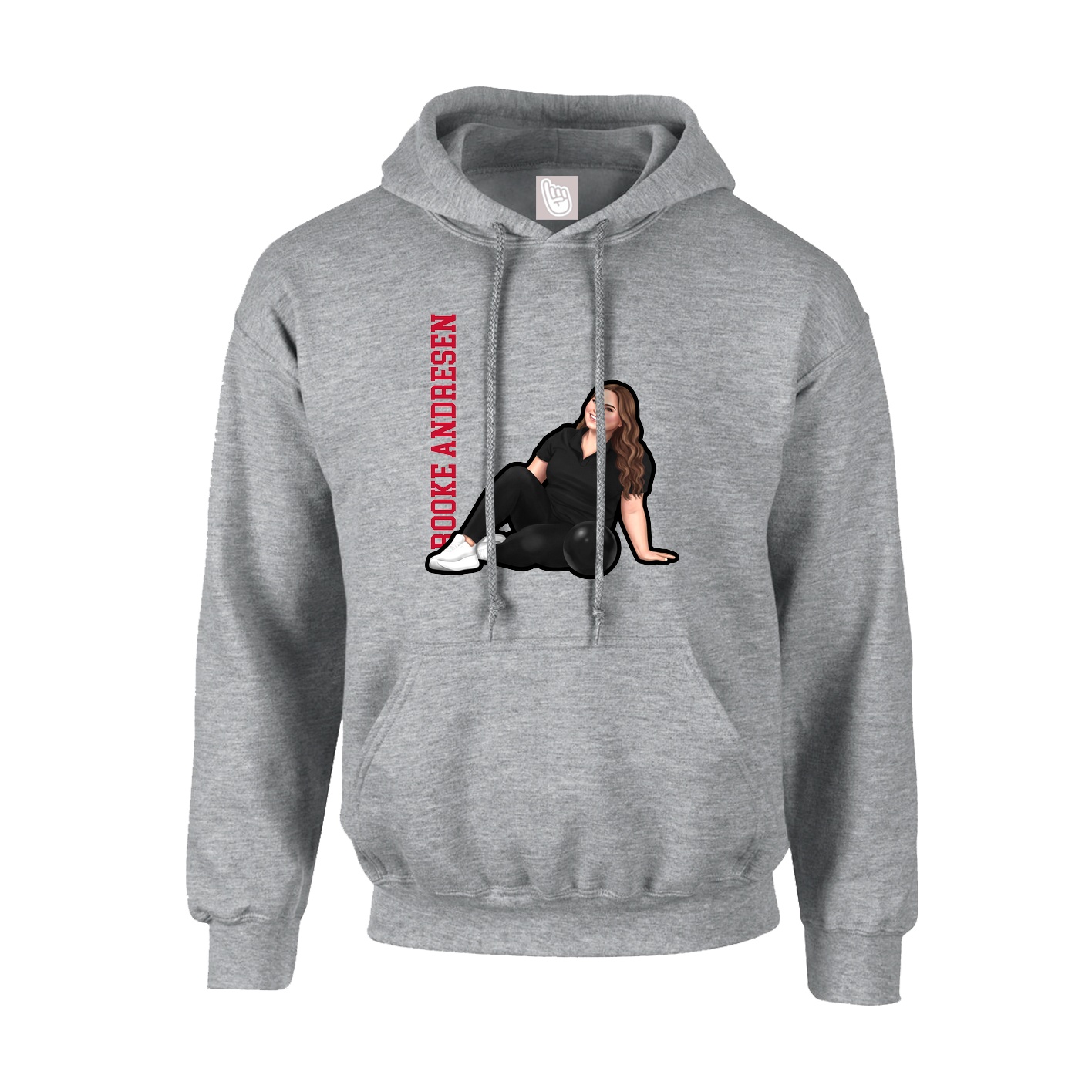 Youth Hoodie — Name Vertical in Grey