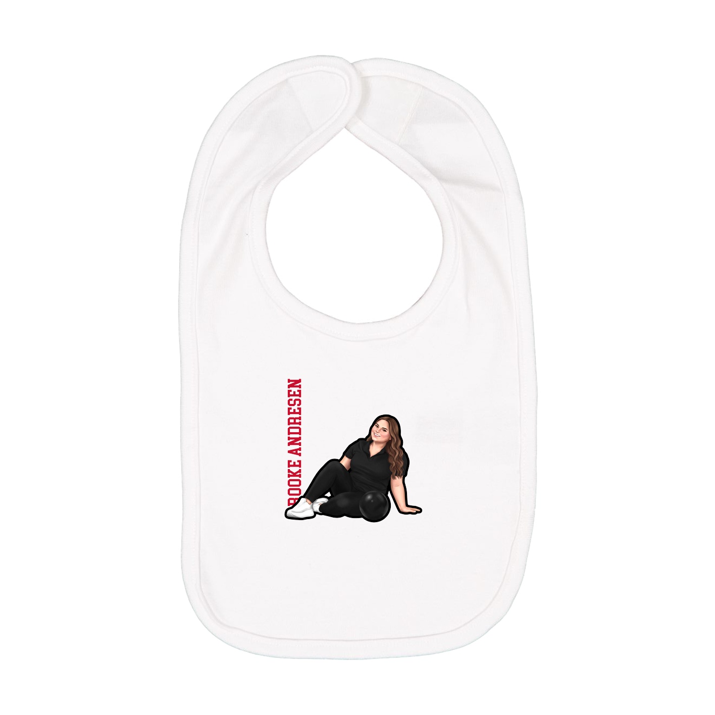 Infant Bib — Name Vertical in White