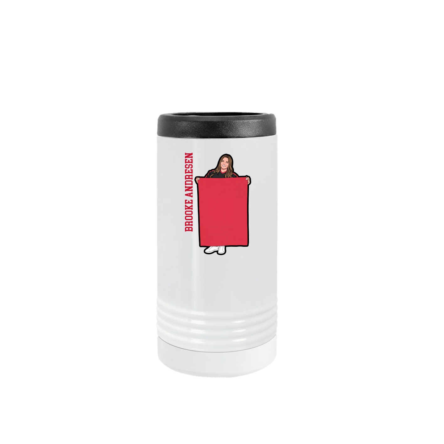 Slim Beverage Holder — Name Vertical in White