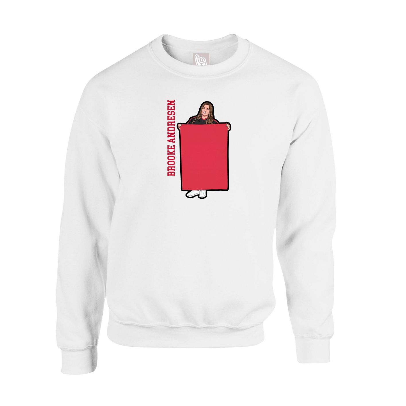 Fleece Crew — Name Vertical in White