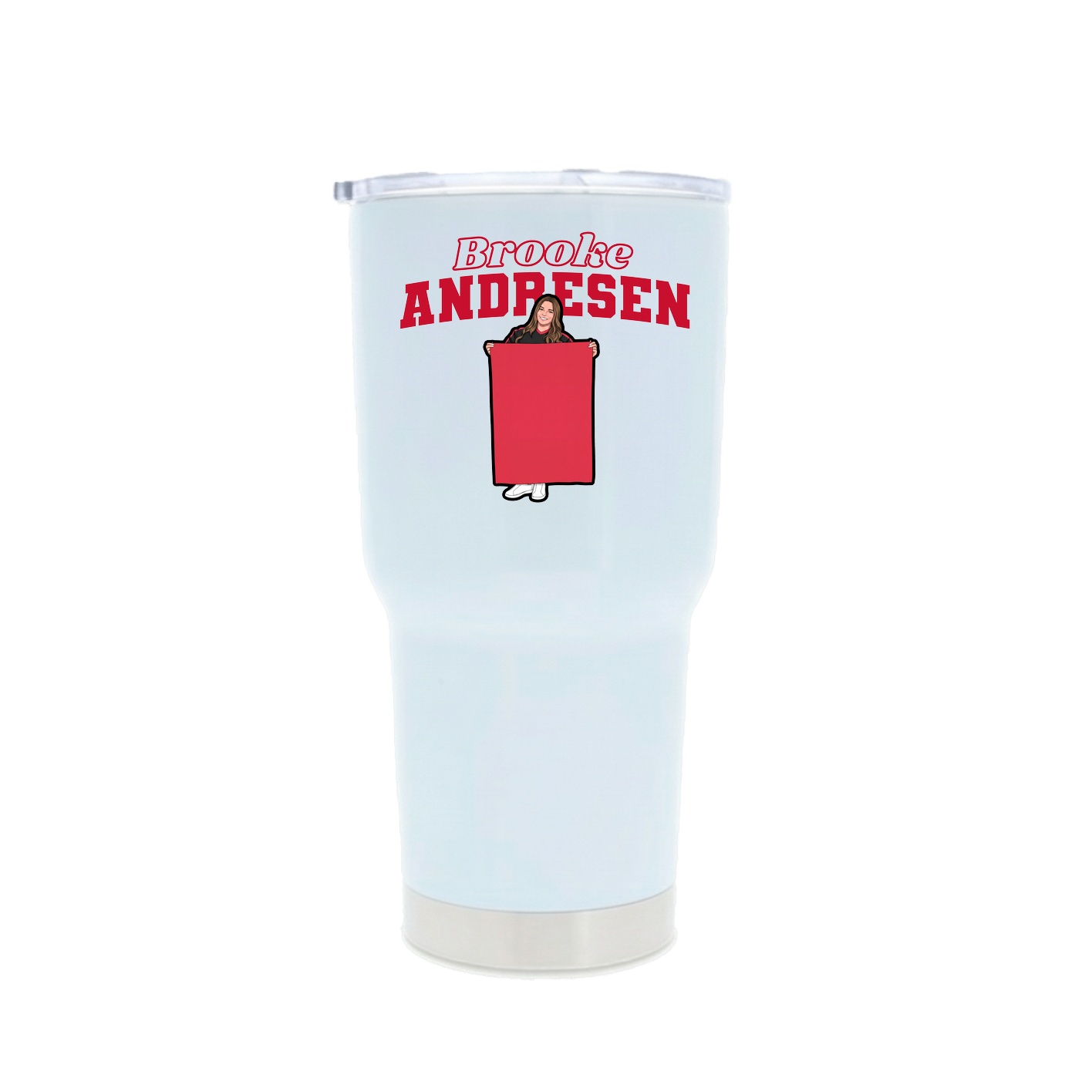 30oz Stainless Steel Tumbler — Name Arch in White