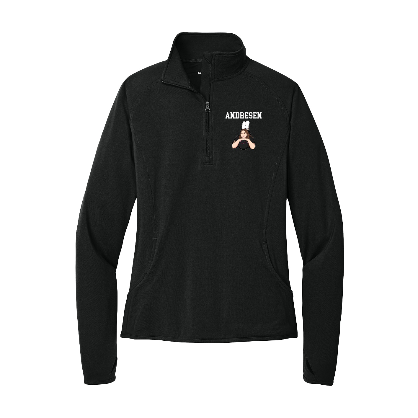 Women's Q-Zip Pullover — Shirsey in Black