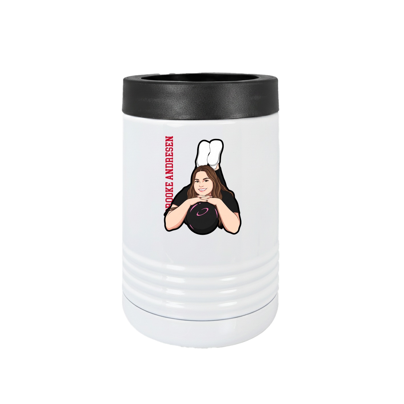 Beverage Holder — Name Vertical in White