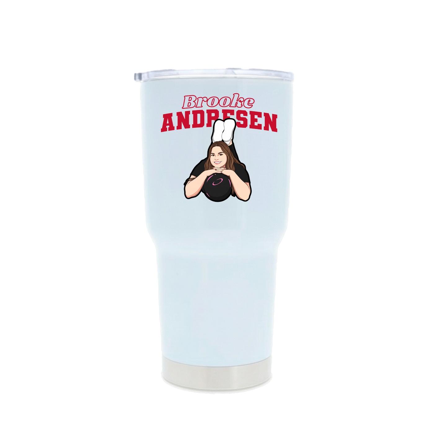 30oz Stainless Steel Tumbler — Name Arch in White