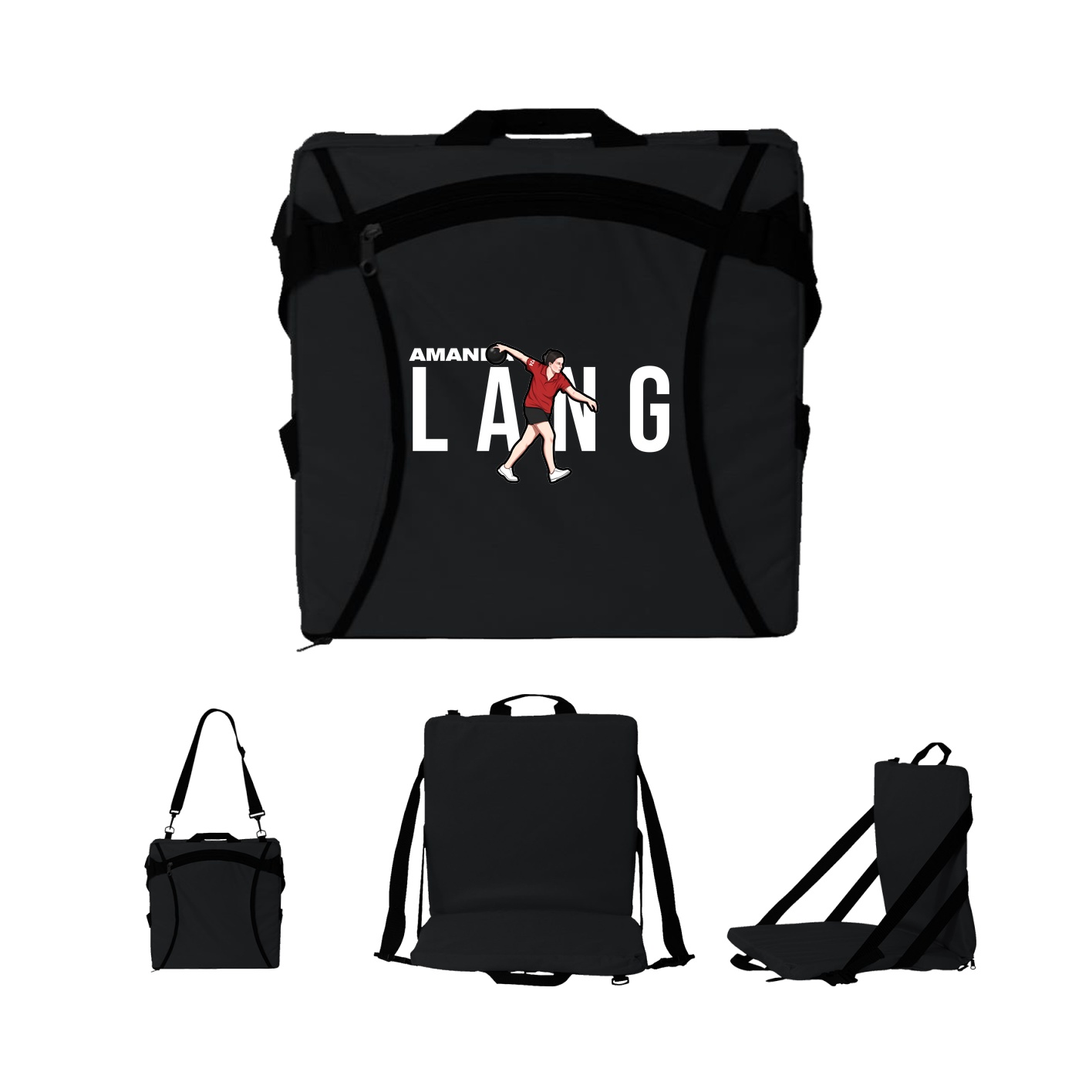 Folding Stadium Seat — Player Name in Black