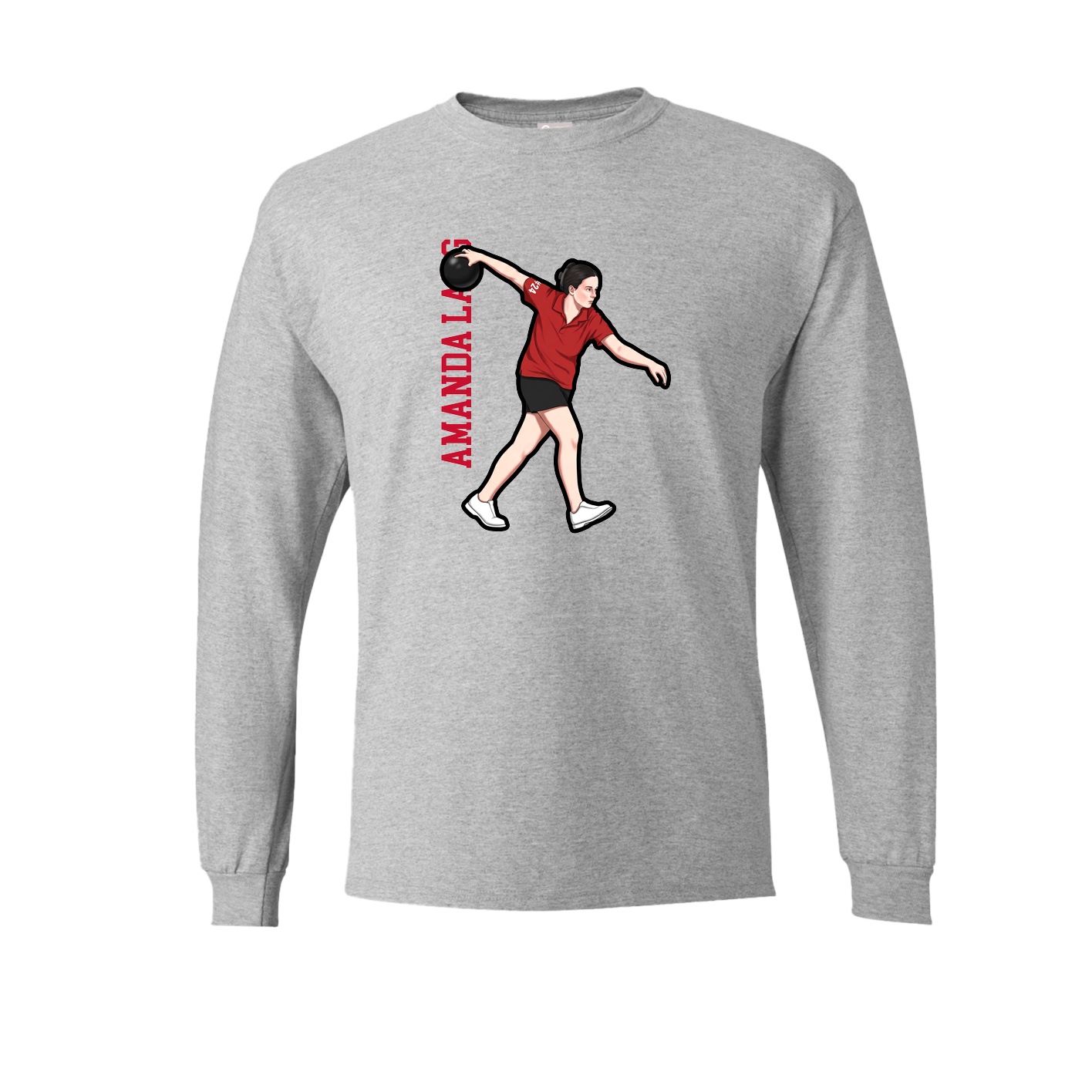 Long Sleeve Tee — Name Vertical in Grey