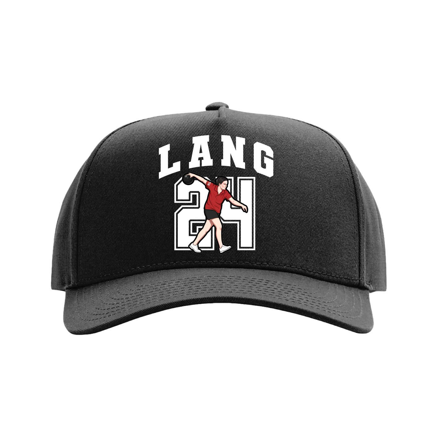 Full Fabric Five-Panel Champ Cap — Number in Black