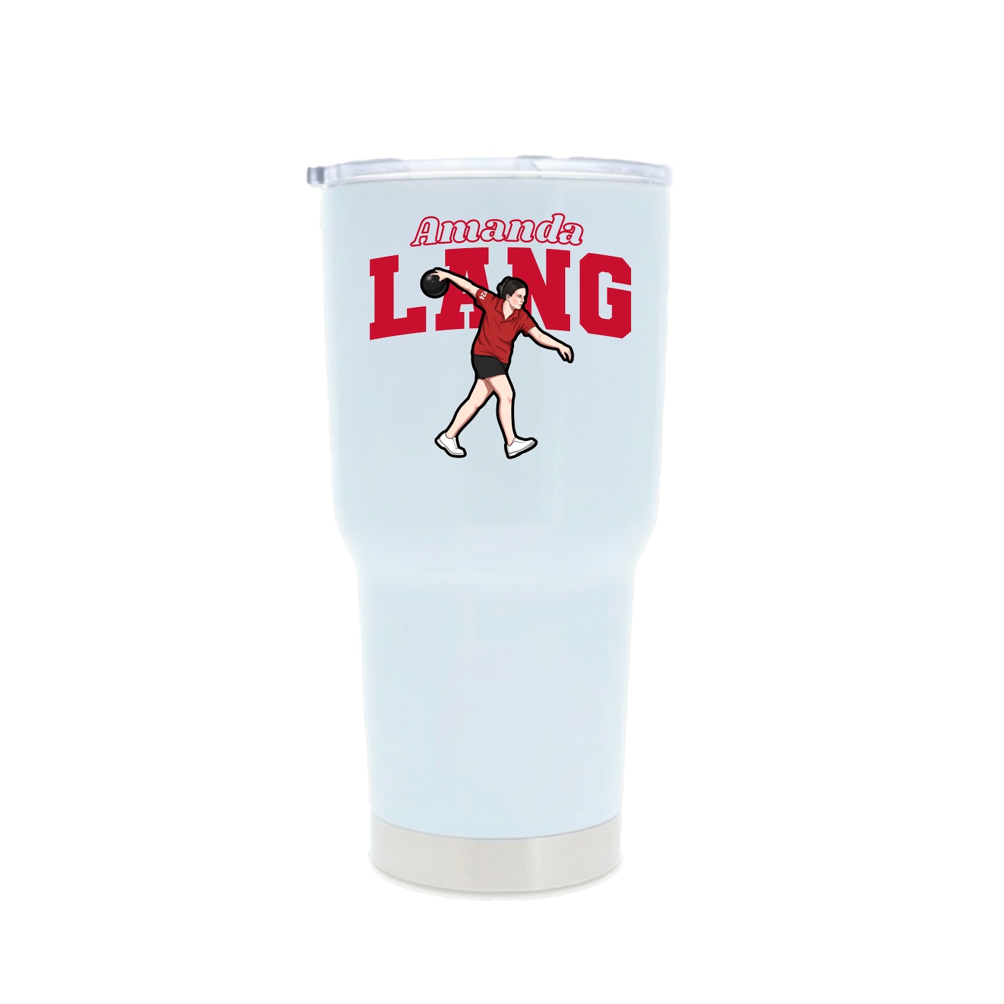 30oz Stainless Steel Tumbler — Name Arch in White