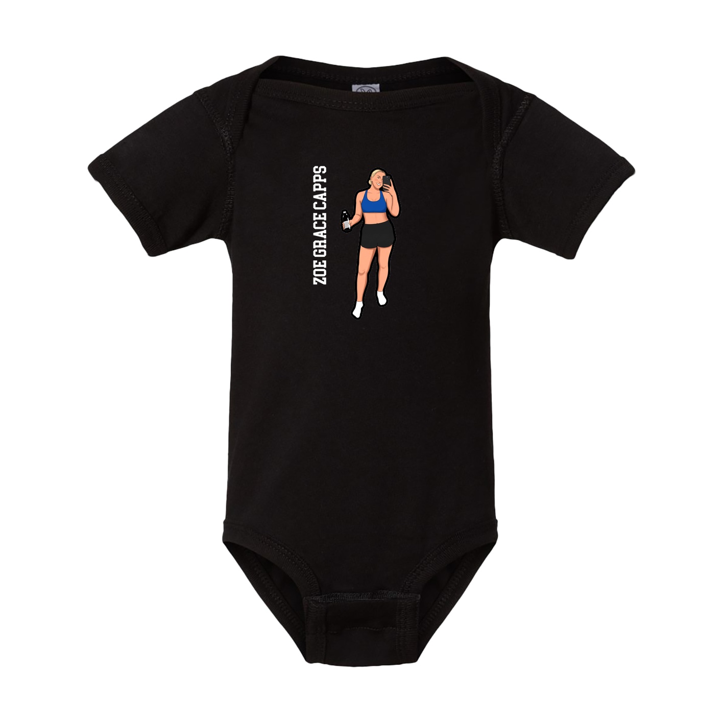 Baby Onesie — Name Vertical in Black