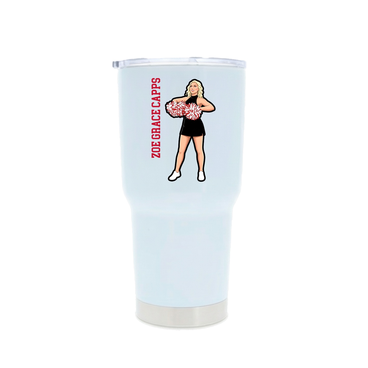 30oz Stainless Steel Tumbler — Name Vertical in White