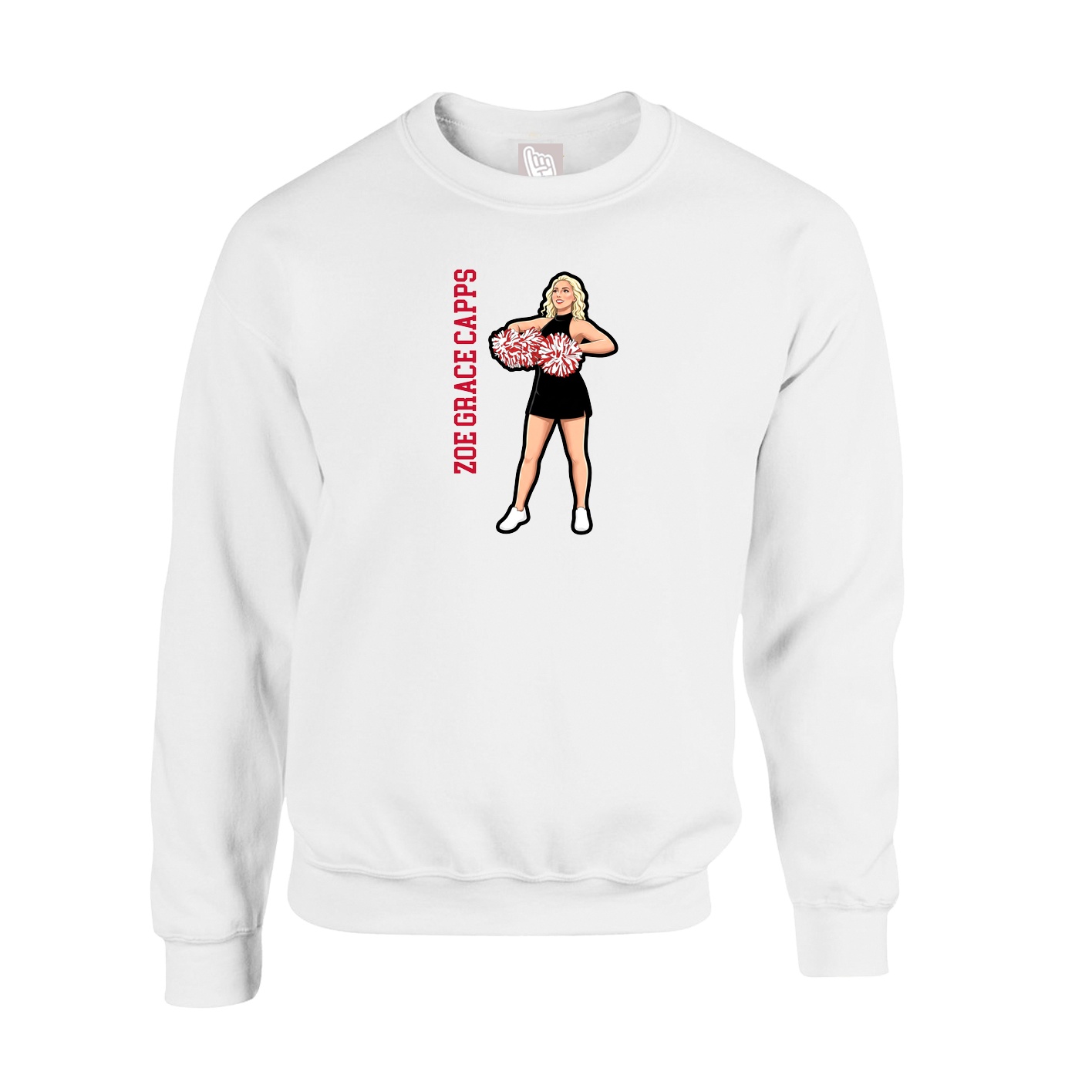 Fleece Crew — Name Vertical in White