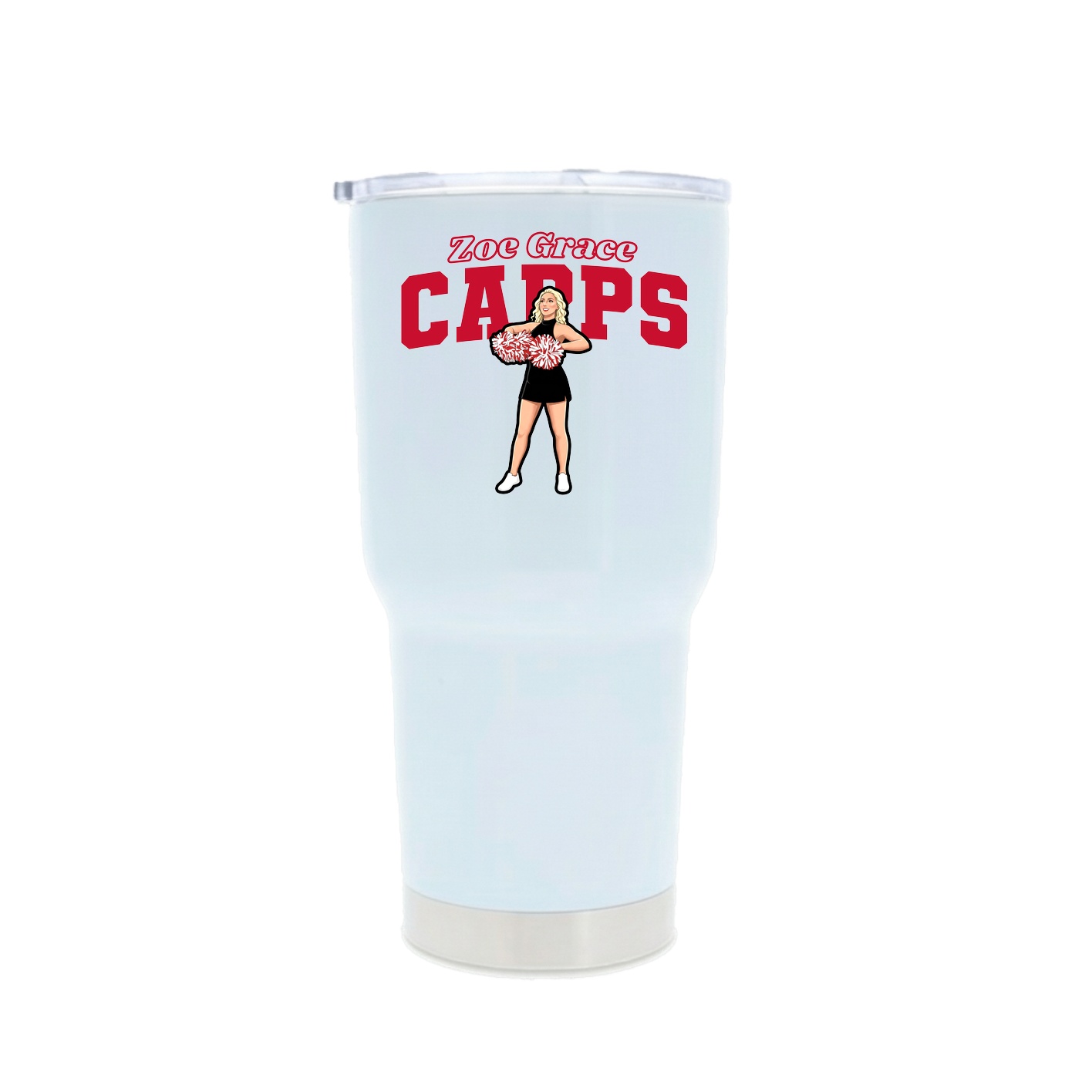 30oz Stainless Steel Tumbler — Name Arch in White