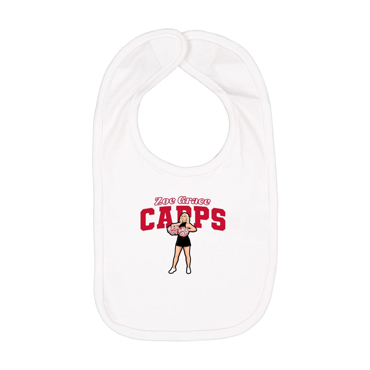Infant Bib — Name Arch in White