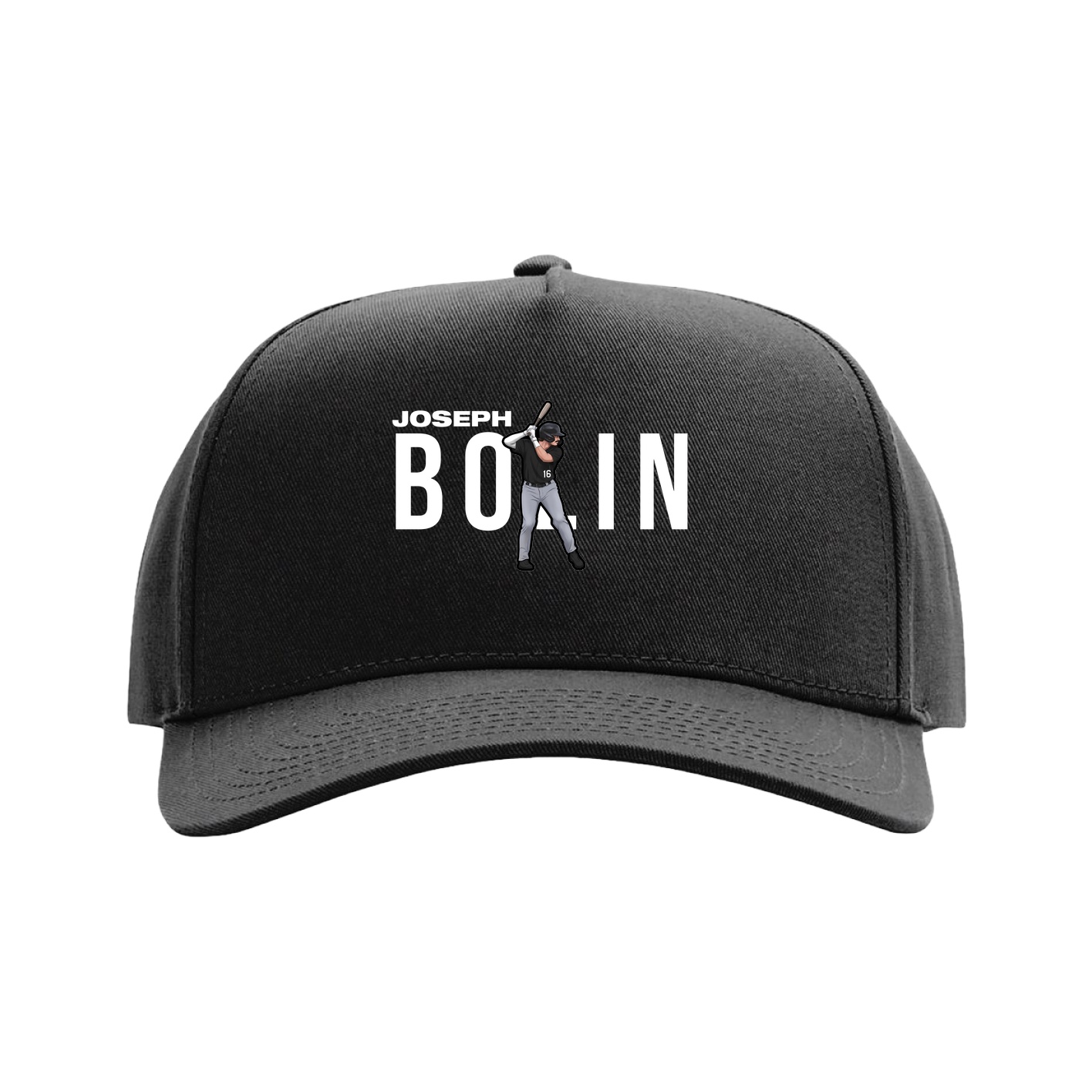 Full Fabric Five-Panel Champ Cap — Player Name in Black