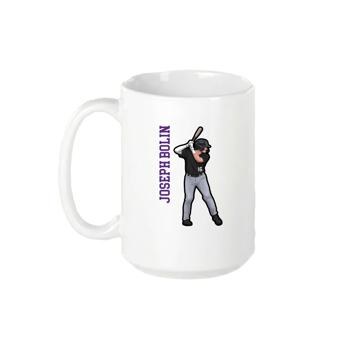 15oz Coffee Mug — Name Vertical in White