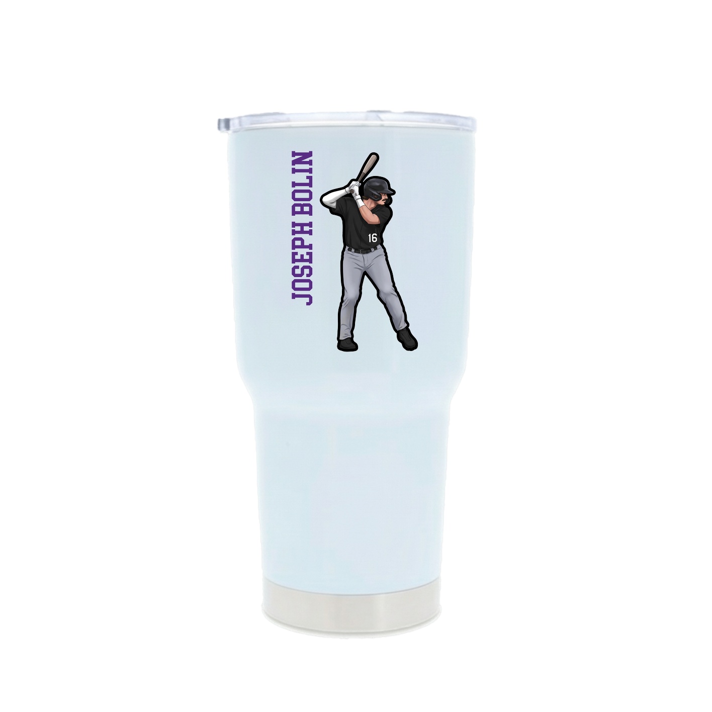 30oz Stainless Steel Tumbler — Name Vertical in White