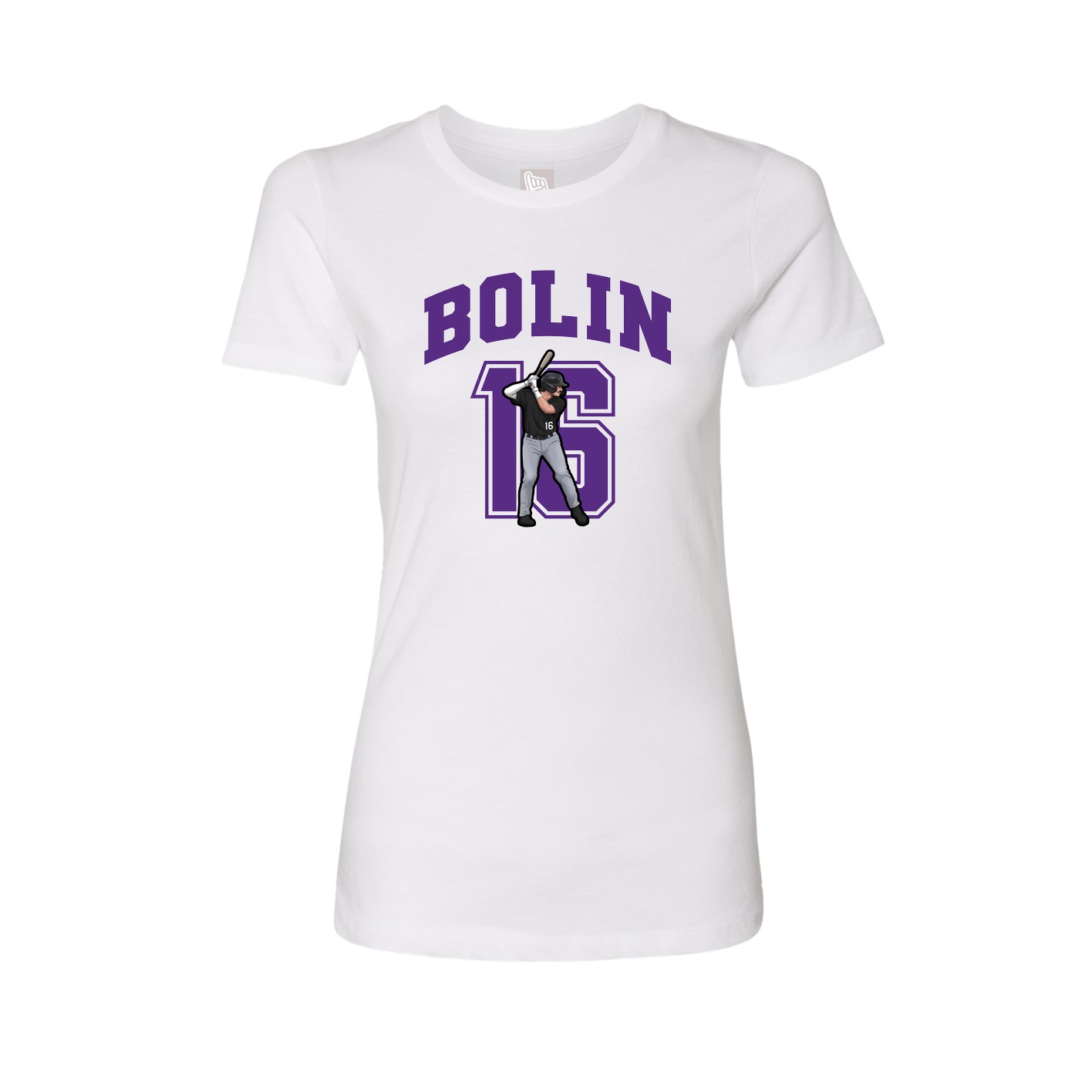 Fitted Women's Tee — Number in White