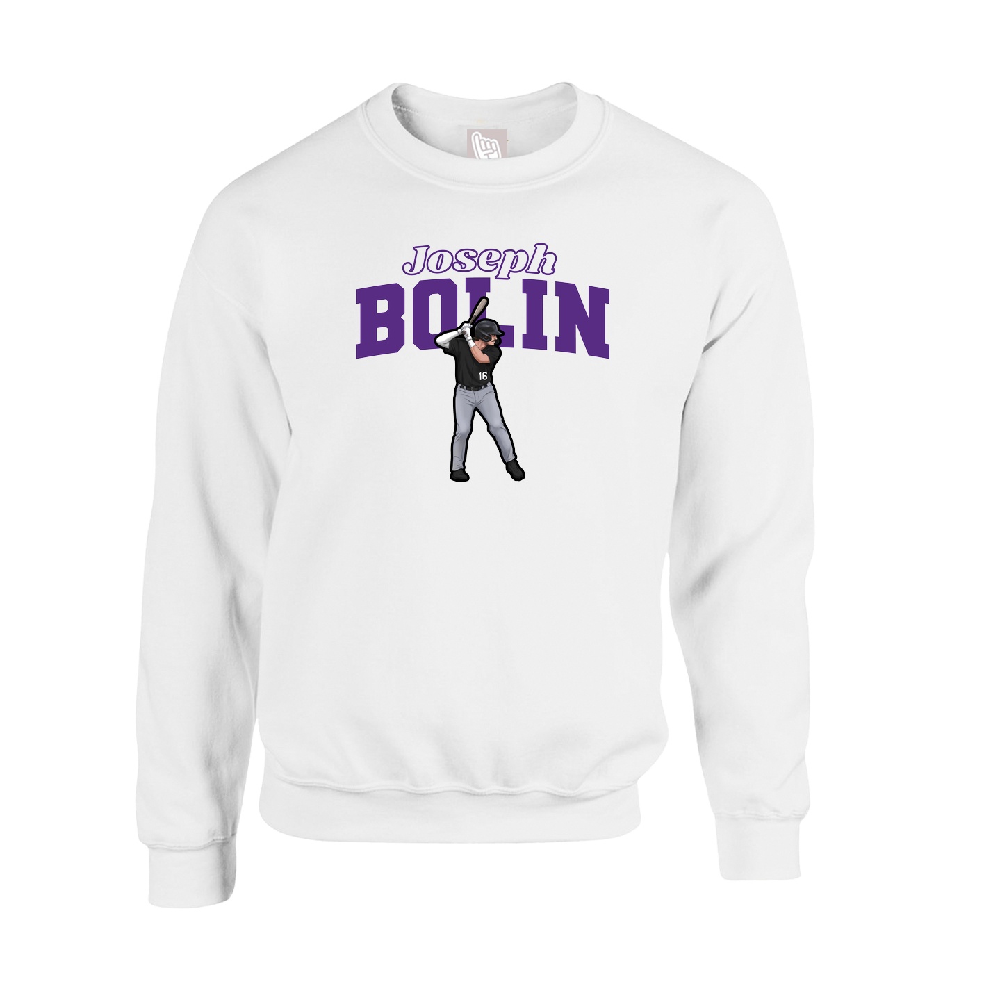 Fleece Crew — Name Arch in White
