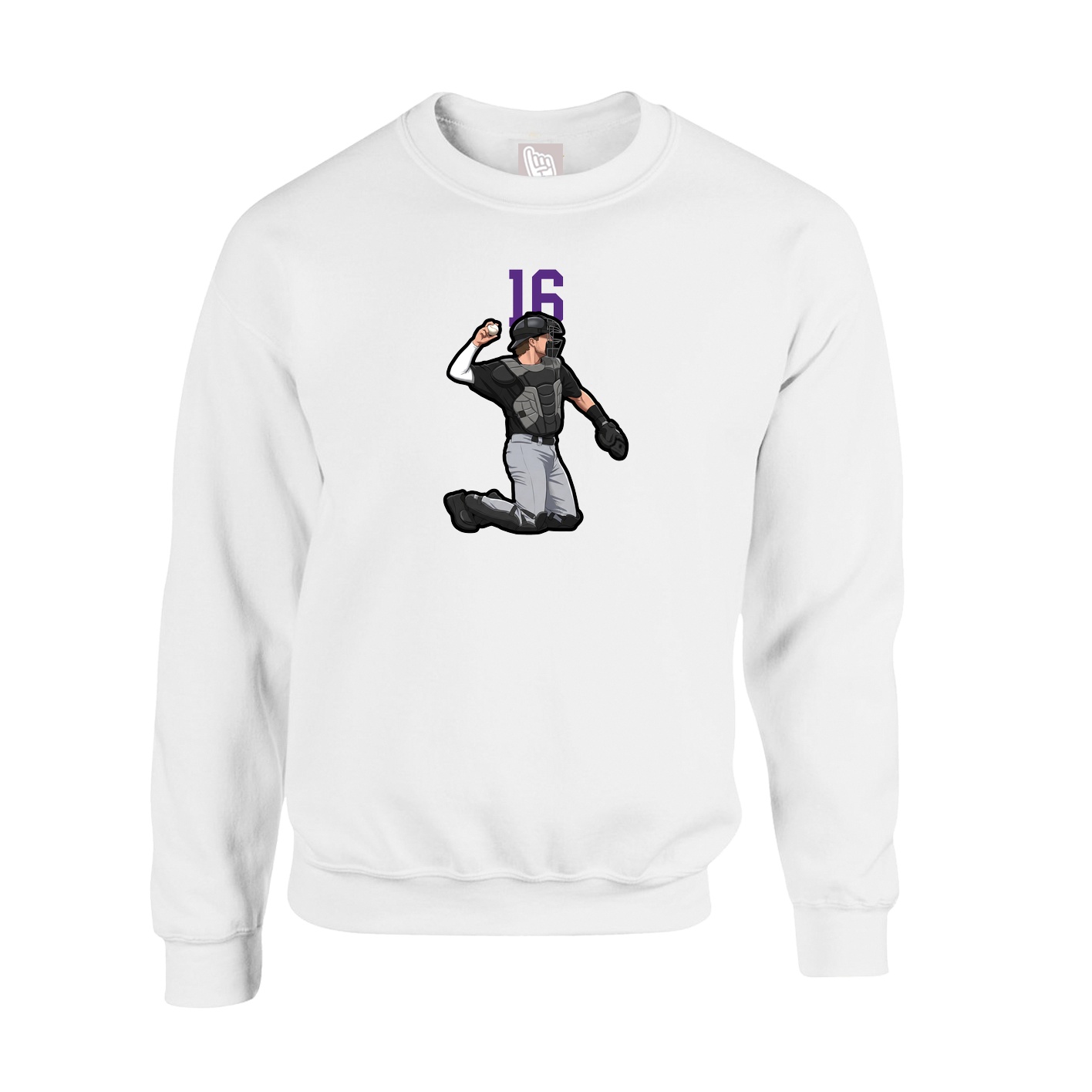 Fleece Crew — Number Top in White