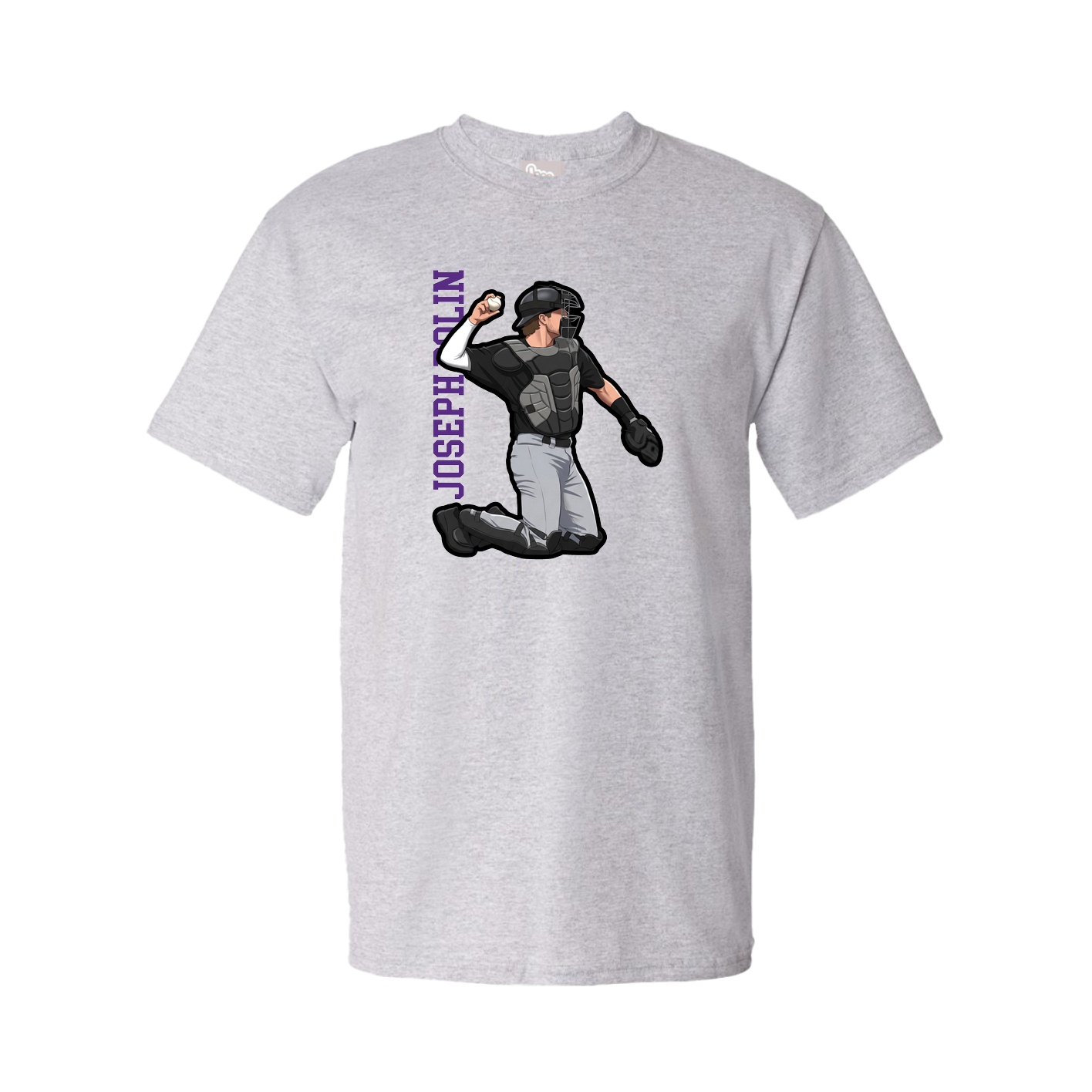 Youth Tee — Name Vertical in Grey
