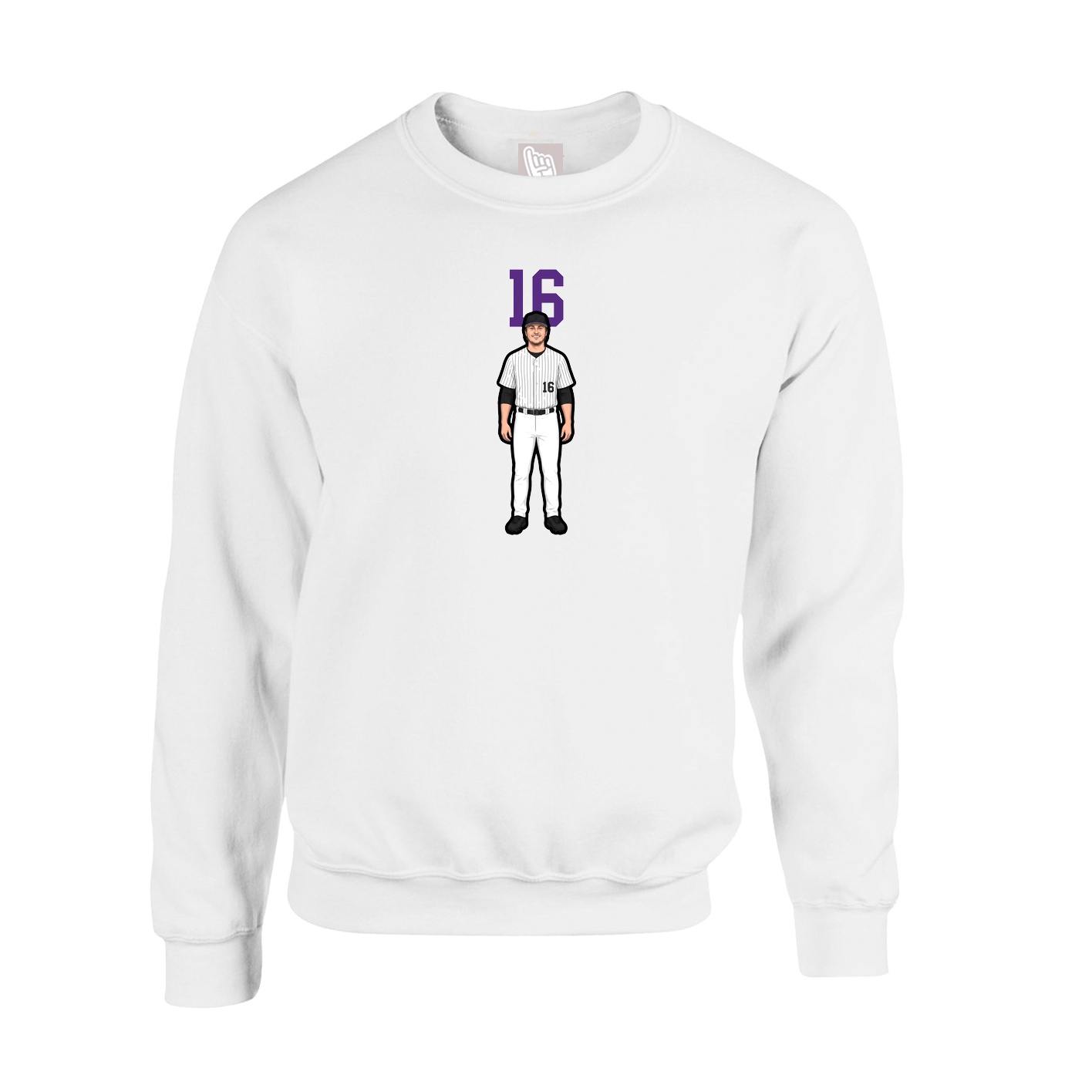 Fleece Crew — Number Top in White