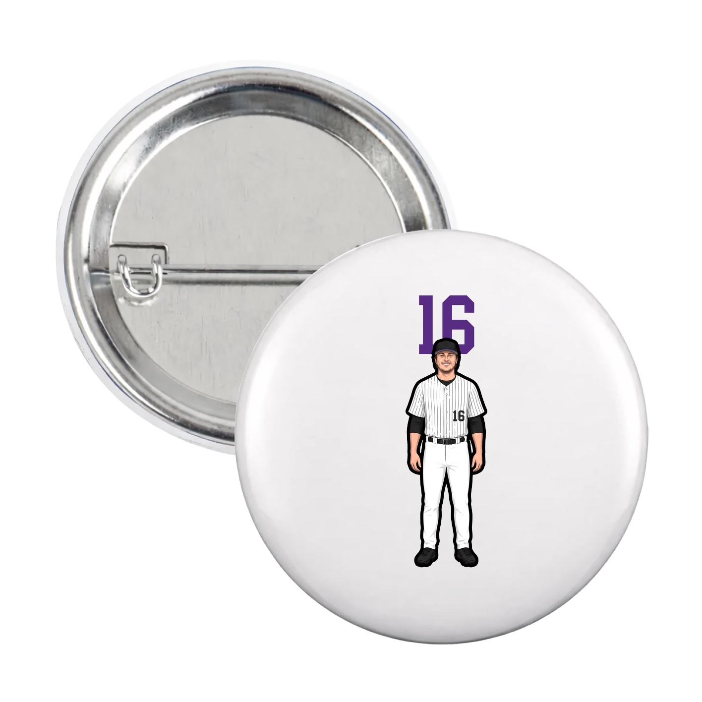 Game Day Button — Number Top in White