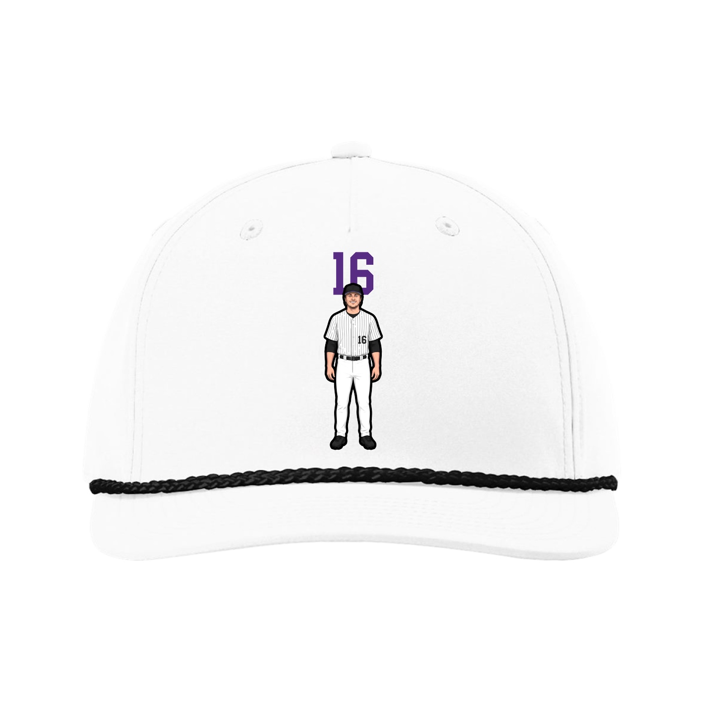 Five-Panel Classic Rope Cap — Number Top in White