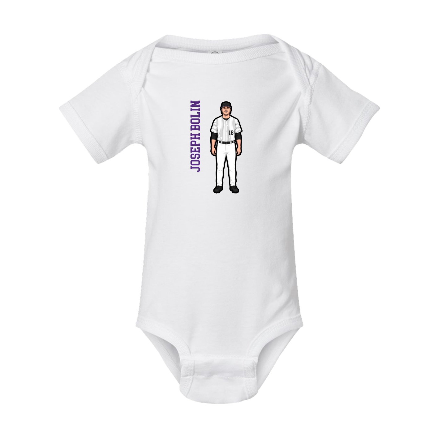 Baby Onesie — Name Vertical in White