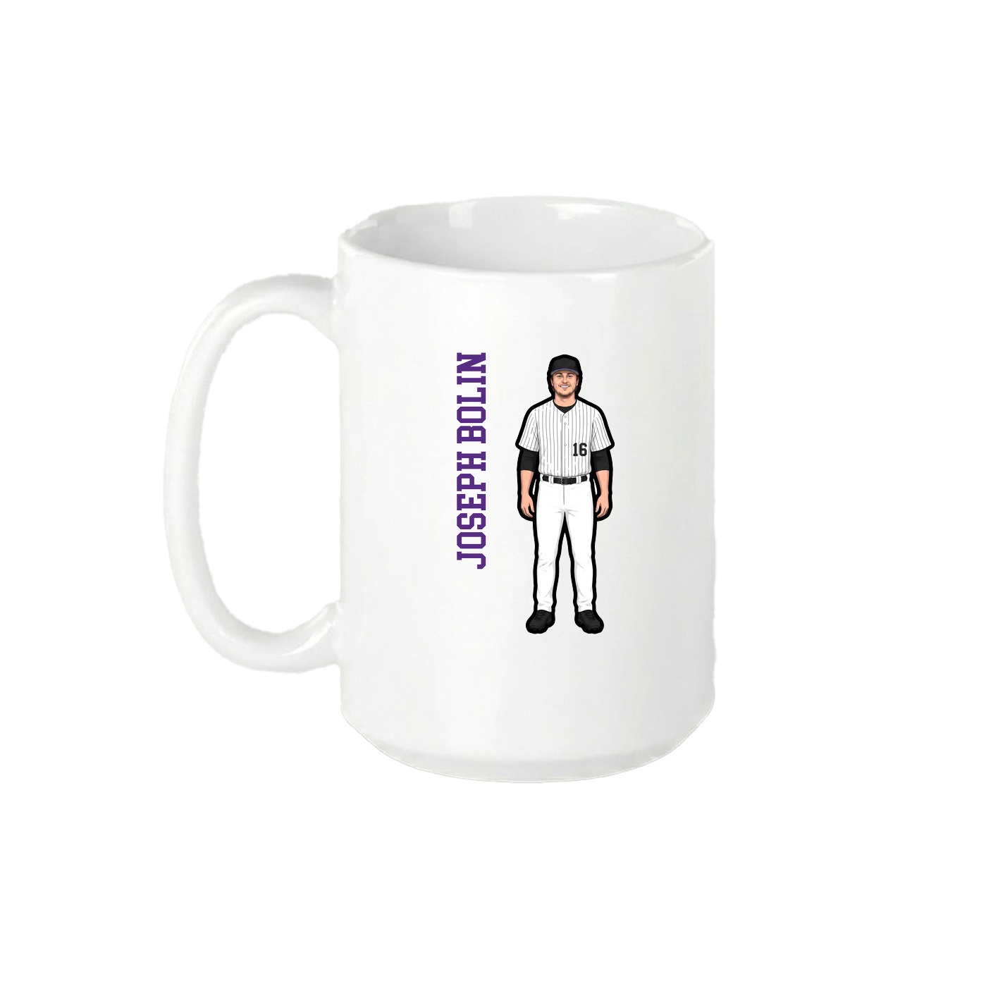 15oz Coffee Mug — Name Vertical in White